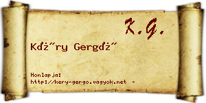 Kéry Gergő névjegykártya